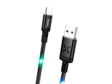 HOCO U63 Spirit для передачи данных и зарядки USB-Type-C, LED подсветка активируется звуком, 3А, 1.2м, черный