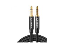 UGREEN AV112 3.5mm Male to 3.5mm Male Cable Gold Plated Metal Case with Braid 1m, Black