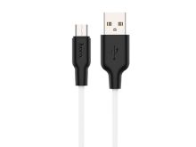 HOCO X21 Plus Silicone для передачи данных и зарядки USB-microUSB, флуоресцентный, 2.4A, 1м, черно-белый