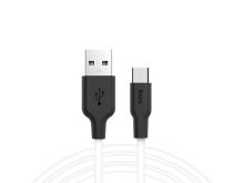 HOCO X21 Plus Silicone для передачи данных и зарядки USB-Type-C, флуоресцентный, 2.4A, 1м, черно-белый